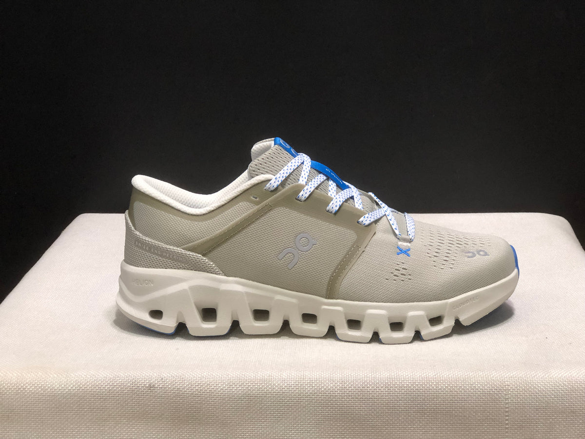 On Cloud X Light Gray and Blue Running Shoes
