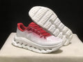 ON White & Red Chunky-Sole Running Sneakers
