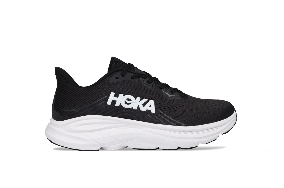 HOKA Black & White Lace-Up Sneakers